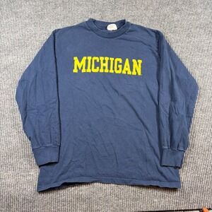 Vintage The Cotton Exchange Shirt Men's L  Michigan Wolverines Long Sleeve Blue